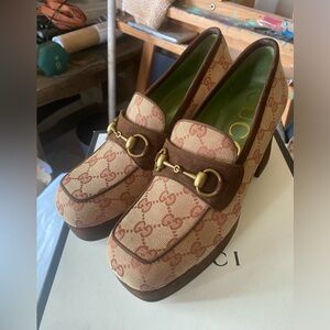 Gucci Platform Monogram Loafers